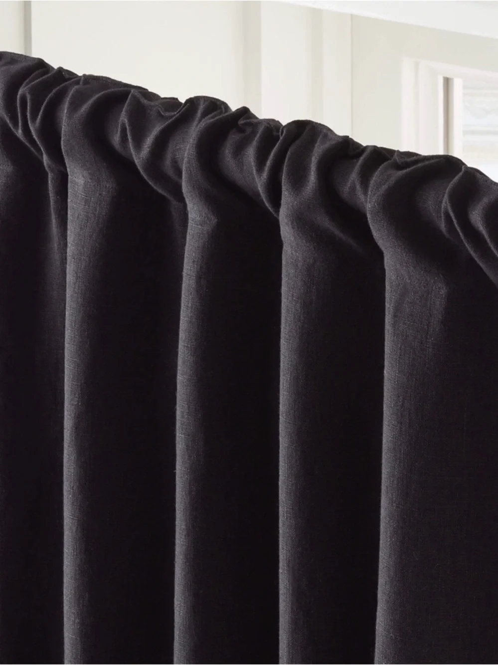 CB2 Black European Linen Window Curtain Panels (48''X96